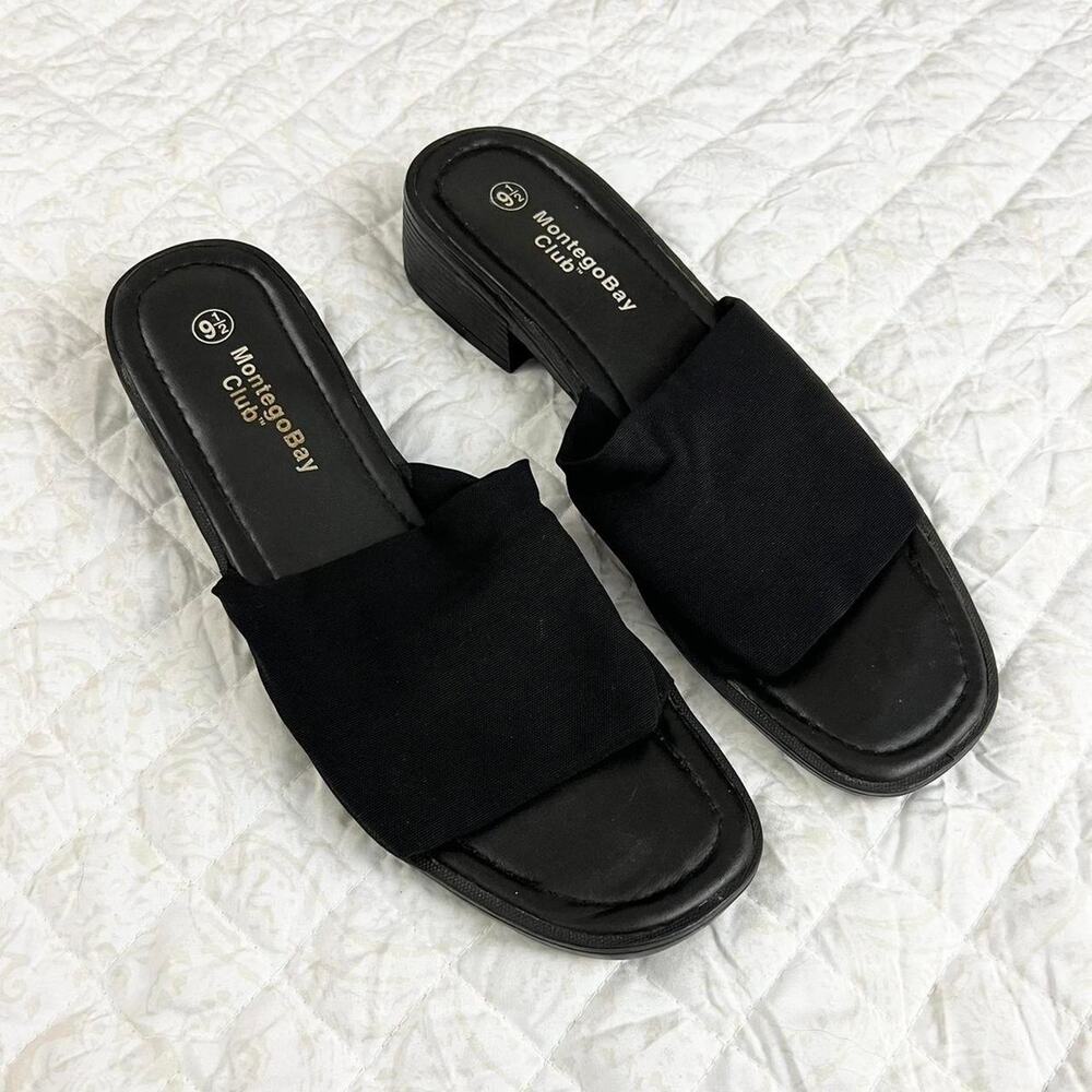Montego Bay Club Y2k Black Slinky Slide On Sandals
